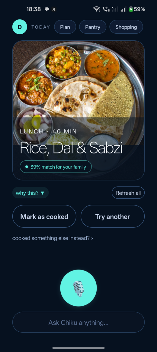 FamilyBites app home screen